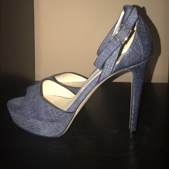 Jimmy Choo denim and snake skin platform heel - Picture 2 of 3